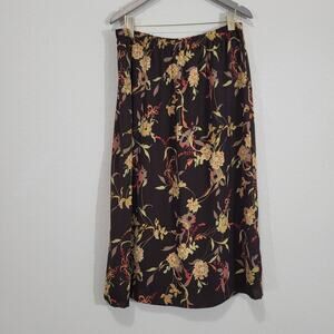 John Paul Richard Floral Midi Skirt Womens Size 1X Brown Fall Casual Dressy
